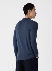 Men's Extra-Fine Merino Polo Shirt in Slate Blue