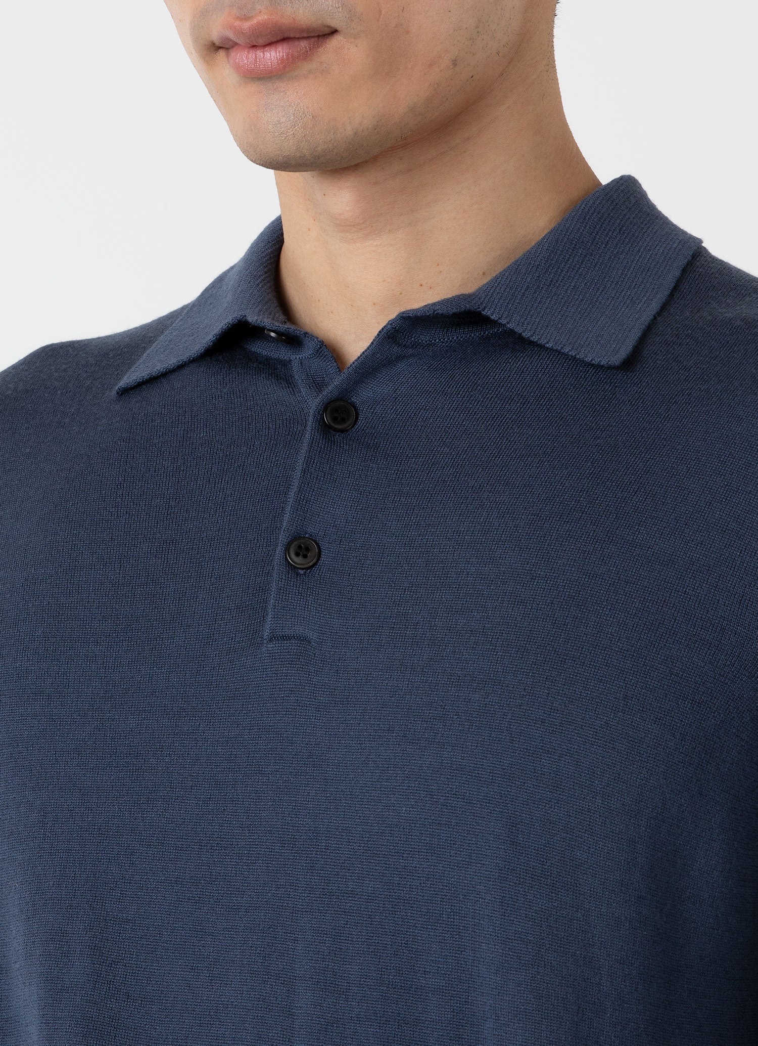 Men's Extra-Fine Merino Polo Shirt in Slate Blue