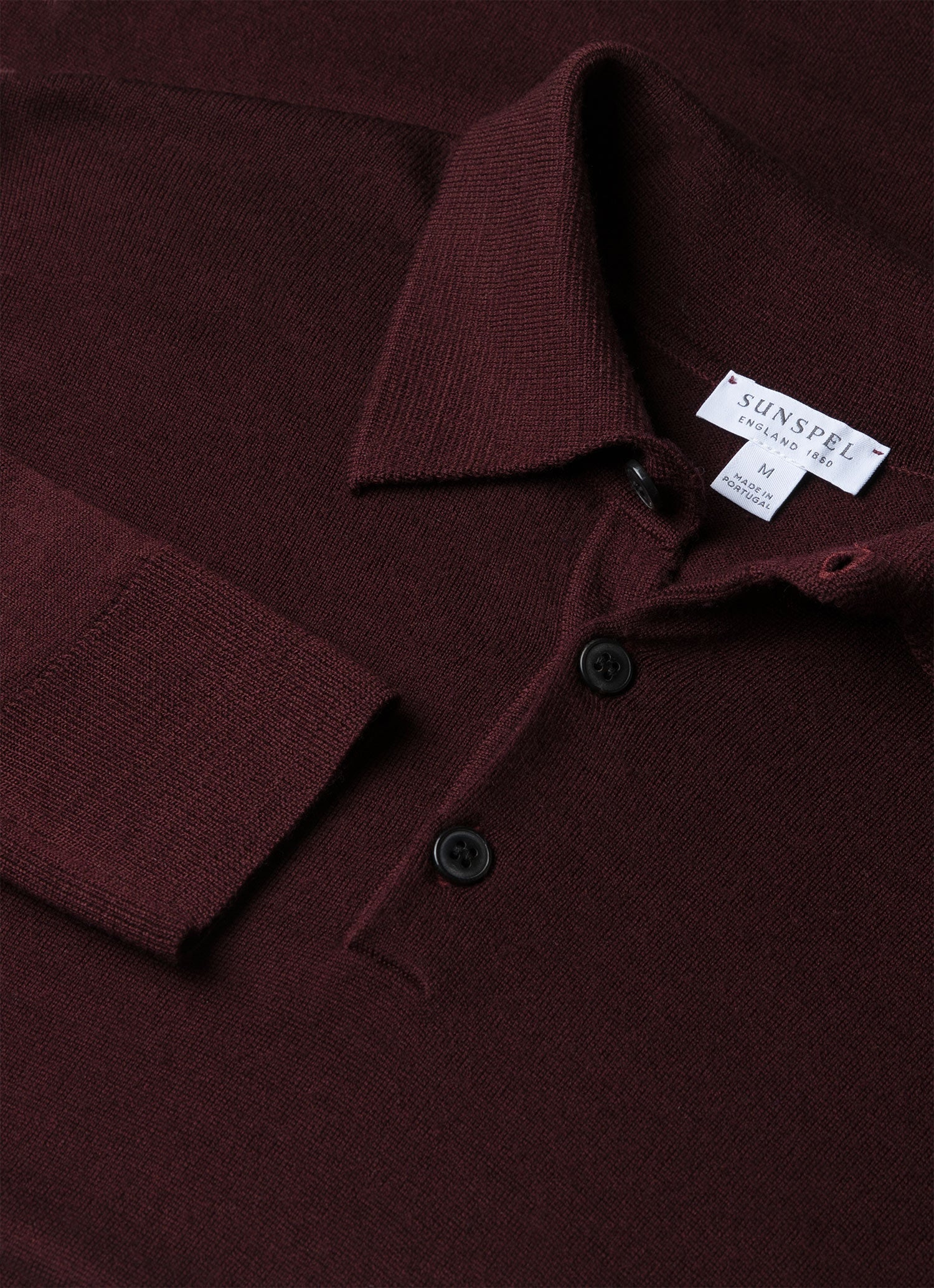 Men's Extra-Fine Merino Polo Shirt in Port