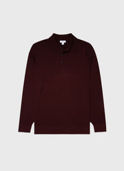 Men's Extra-Fine Merino Polo Shirt in Maroon