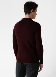 Men's Extra-Fine Merino Polo Shirt in Maroon