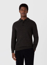 Men's Lambswool Polo Shirt in Khaki Twist