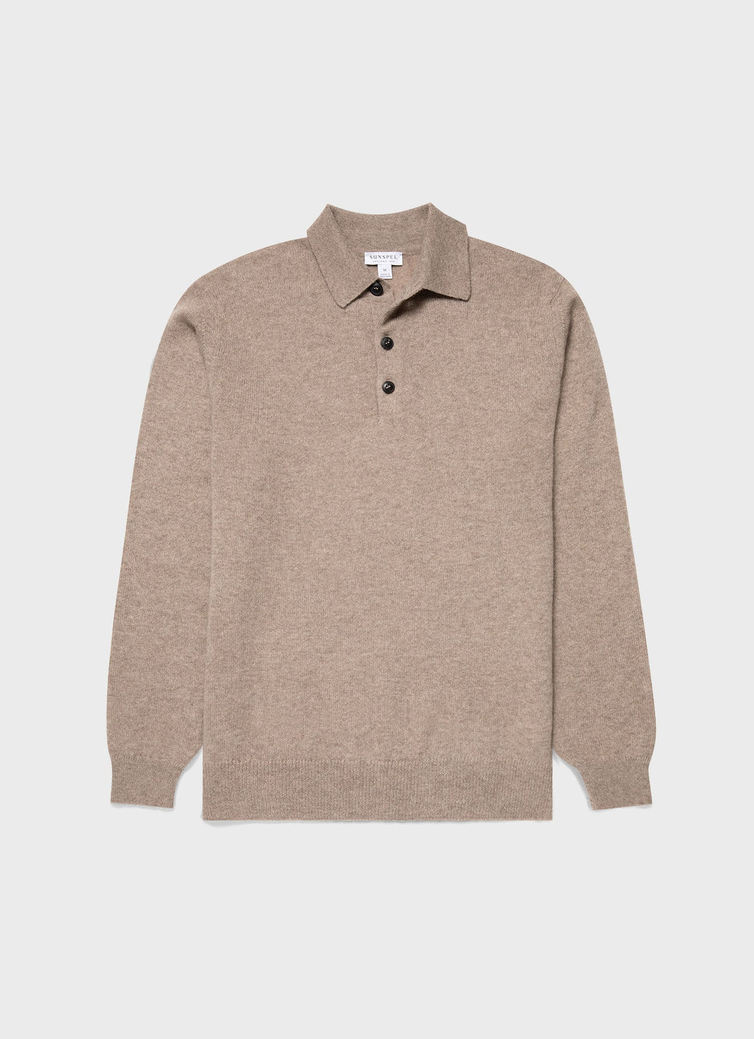 Men's Cashmere Polo Shirt in Natural Brown