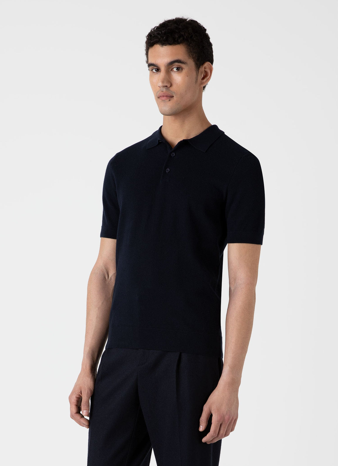 Men's Sunspel x MR PORTER Racked Stitch Polo Shirt in Navy