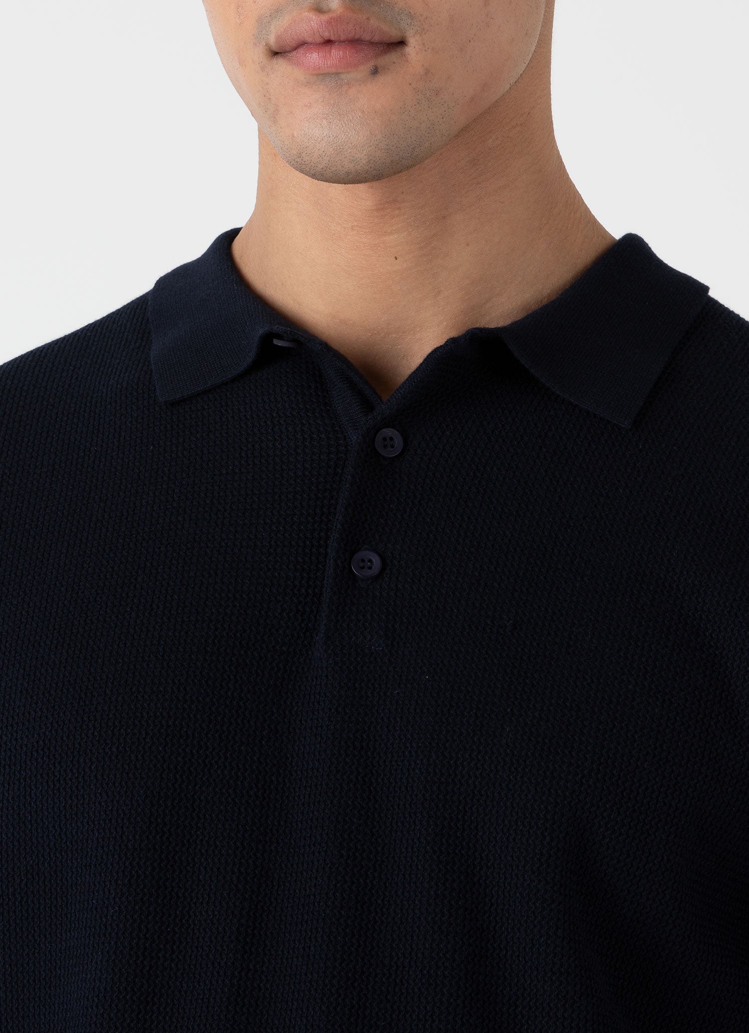 Men's Sunspel x MR PORTER Racked Stitch Polo Shirt in Navy