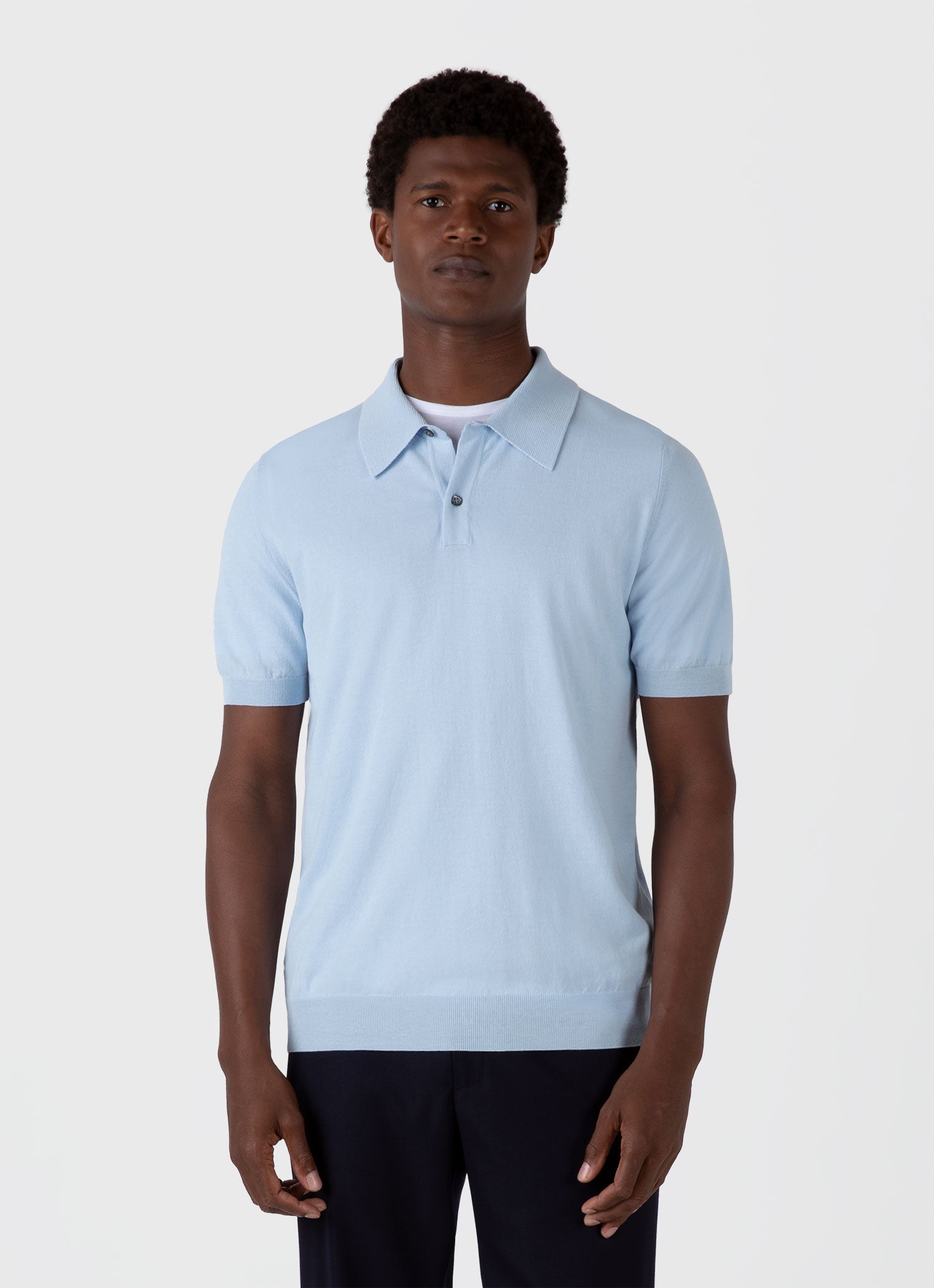 Men's Ice Cotton Polo Shirt in Blue Mist