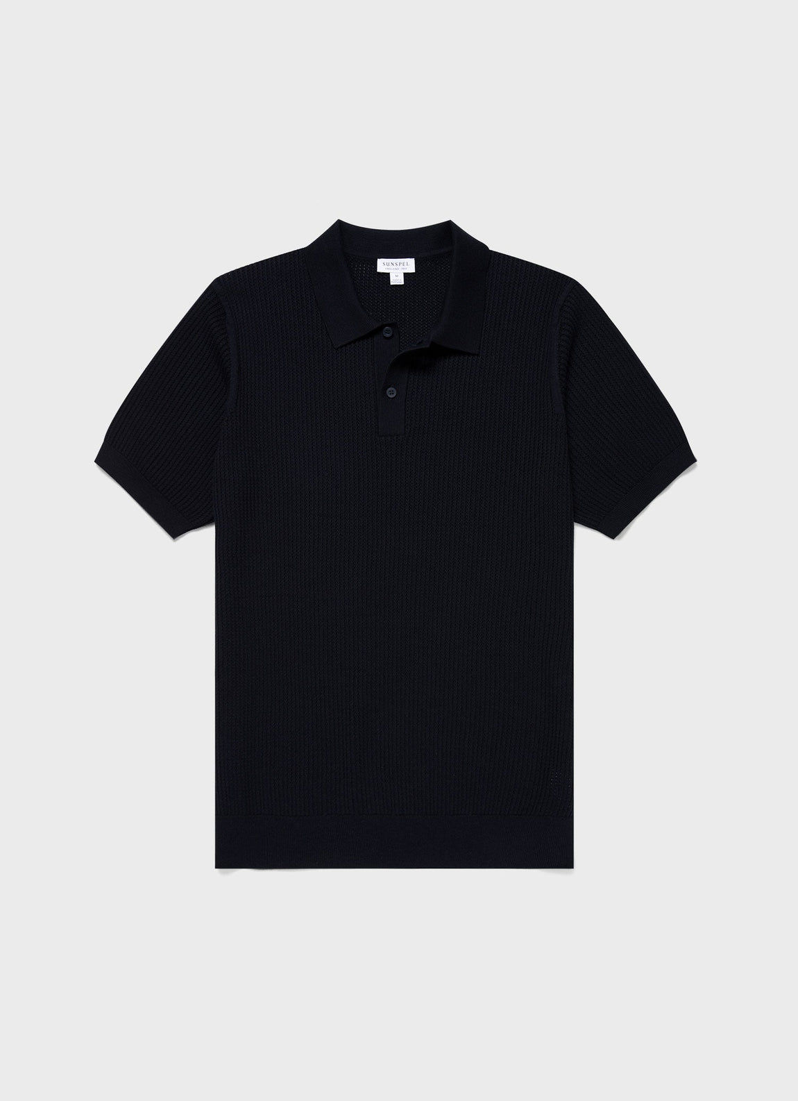 Men's Linear Mesh Knit Polo Shirt in Navy