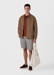 Men's Cotton Linen Drawstring Shorts in Pewter