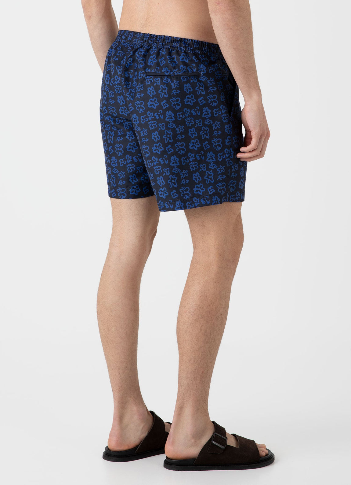 Men's Drawstring Swim Short in Painted Flower Print