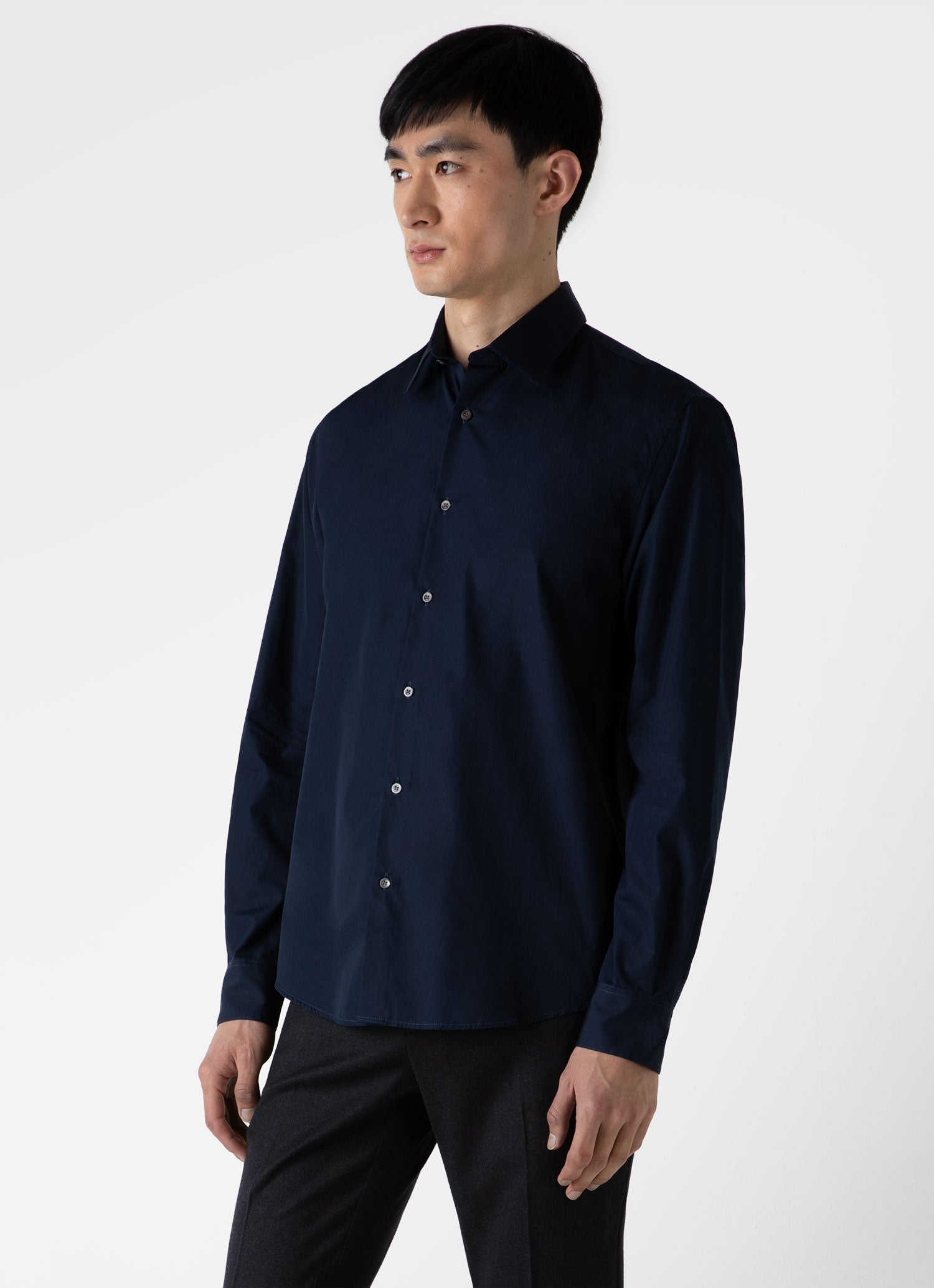 シーアイランド コットンシャツ （Navy）| Sunspel