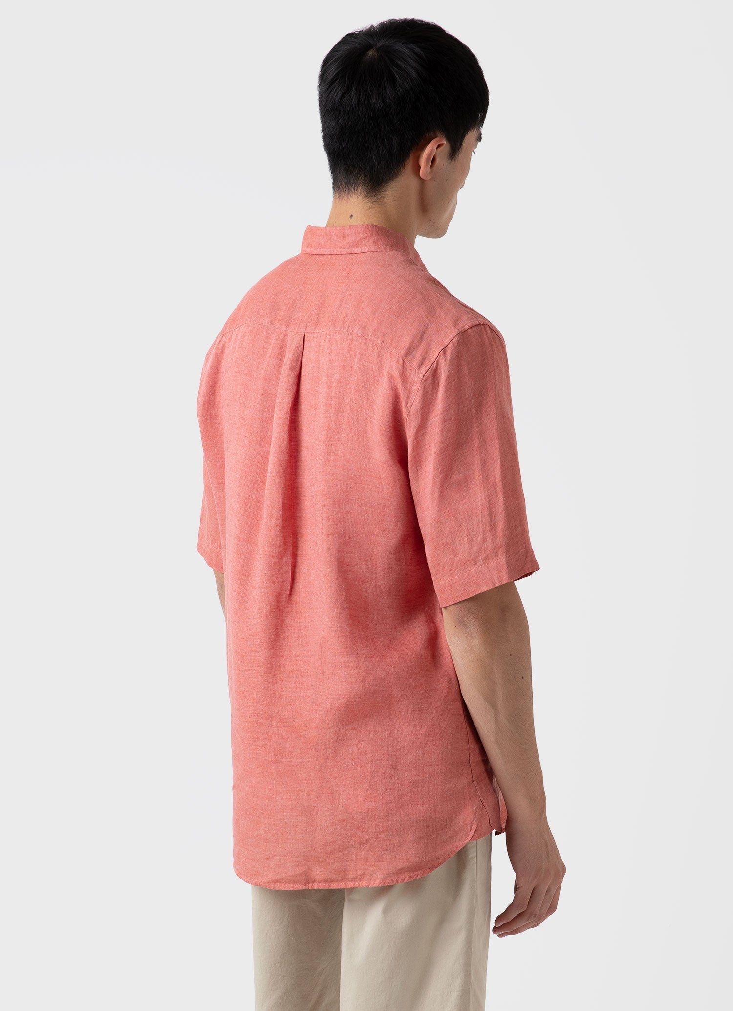 Men's Short Sleeve Linen Shirt in Burnt Sienna