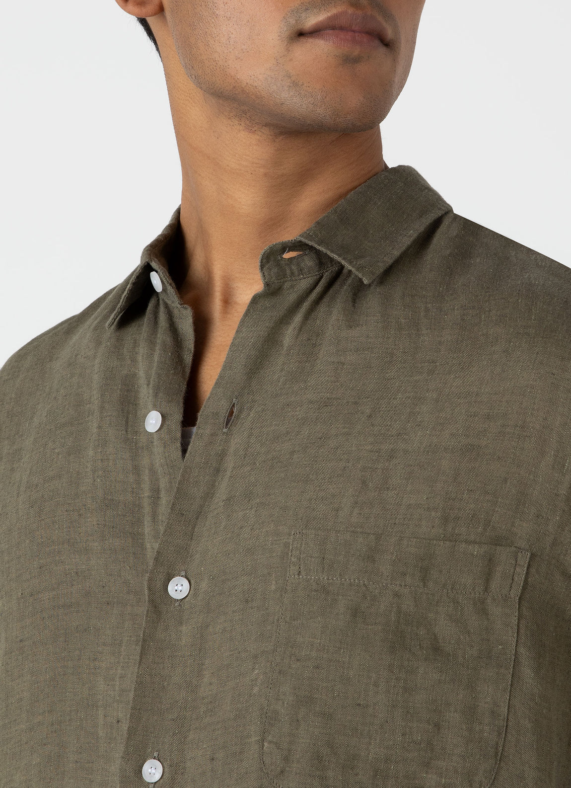 Men's Short Sleeve Linen Shirt in Khaki