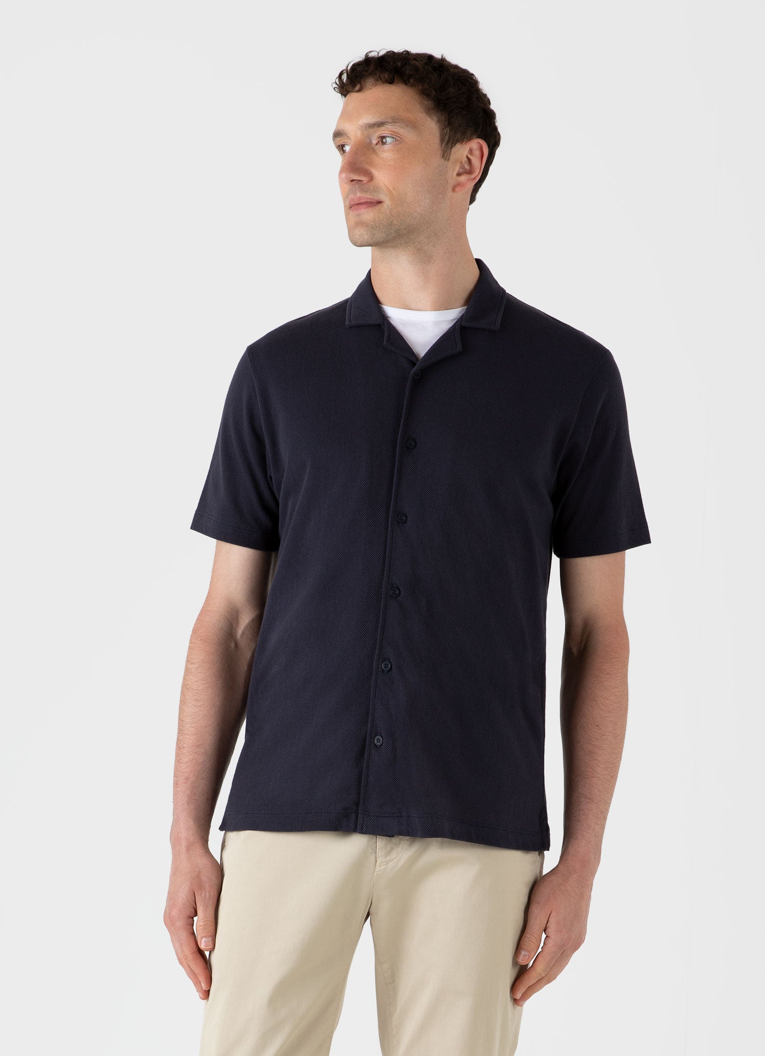 Men's Riviera Camp Collar Shirt in Navy