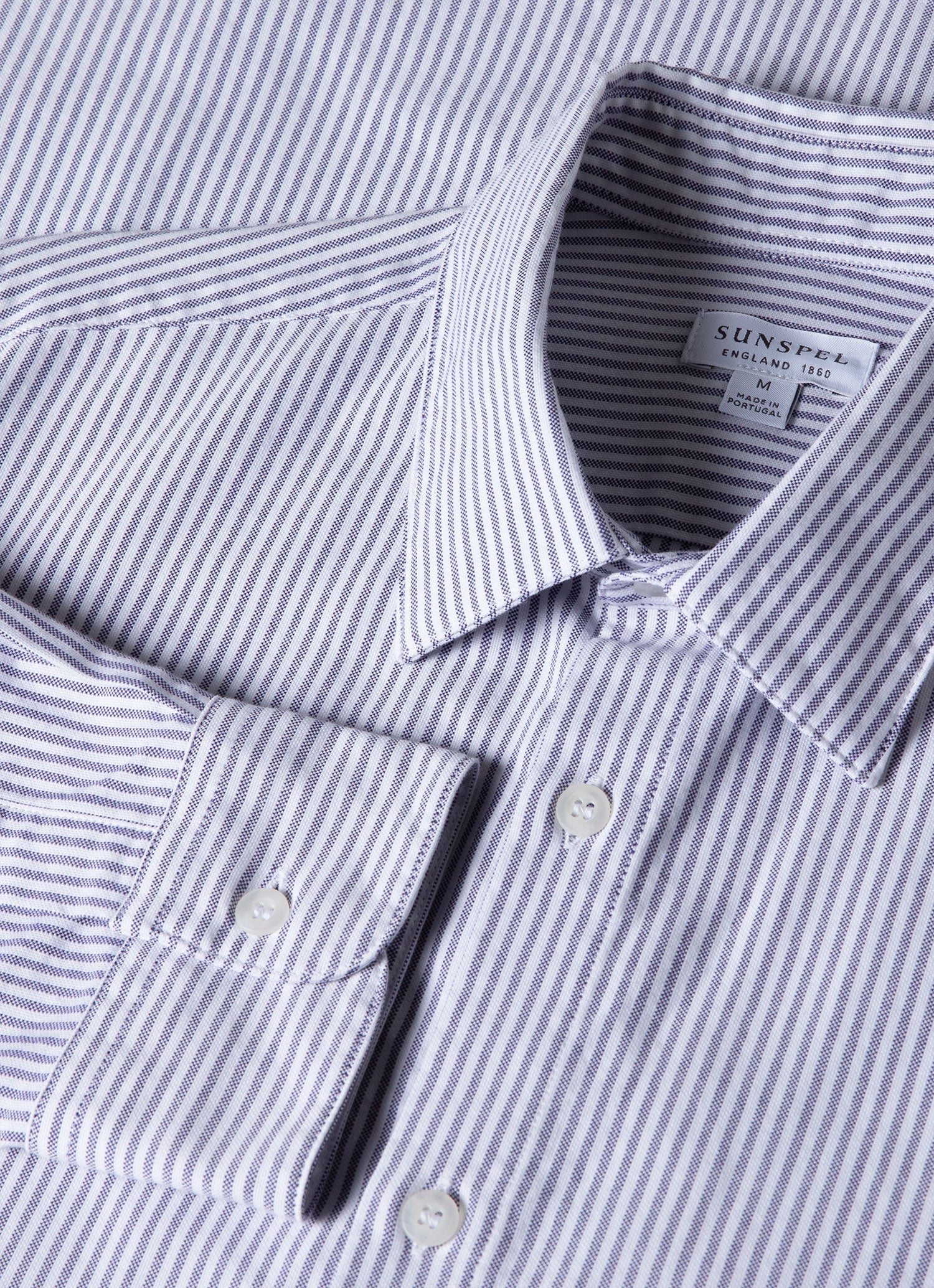 オックスフォードストライプシャツ （White/Navy Oxford Stripe）| Sunspel