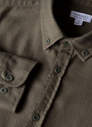 Men's Button Down Flannel Shirt in Khaki