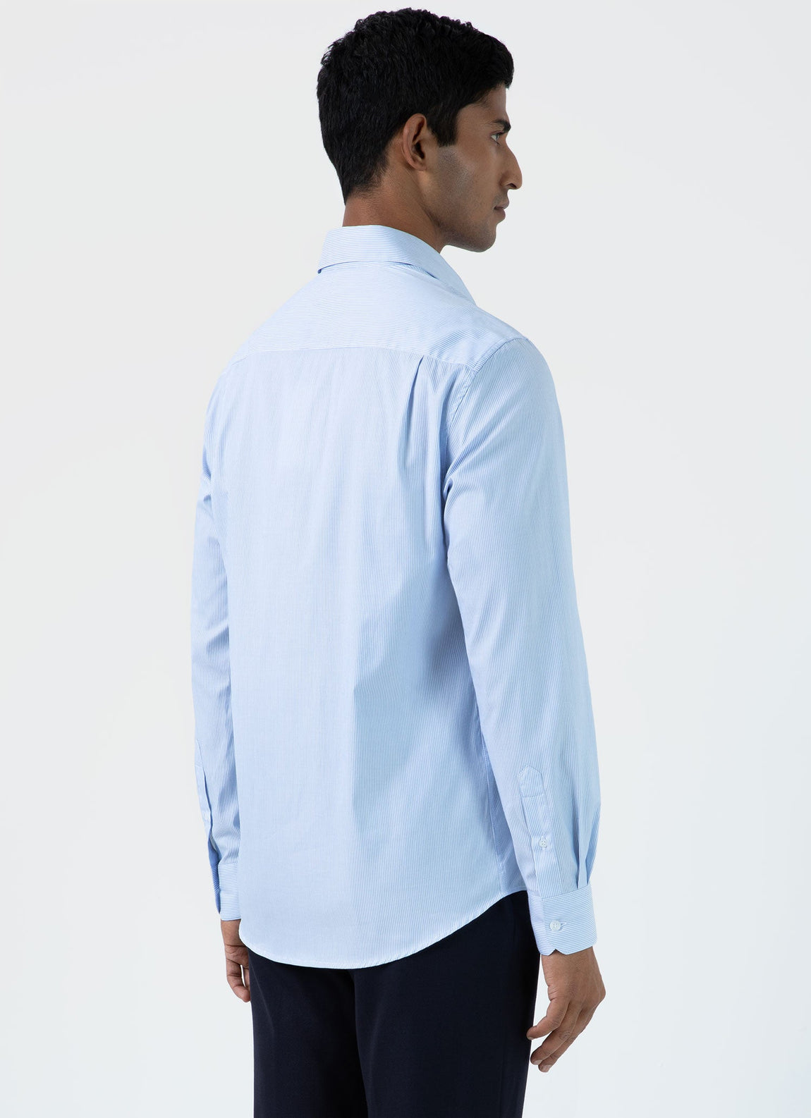 Men's Cotton Stretch Shirt in Light Blue/White