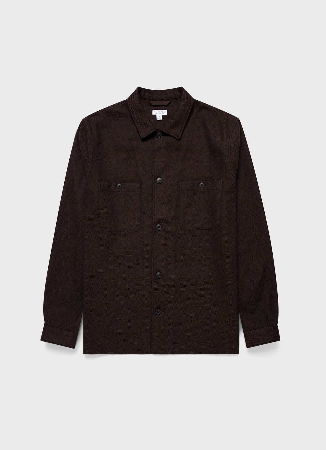 Men's Herringbone Overshirt in Cocoa Brown