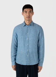 Men's Linen Shirt in Como Blue