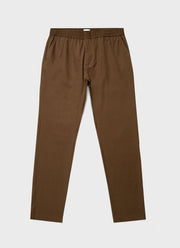 Men's Brushed Cotton Wool Drawstring Trouser in Dark Stone