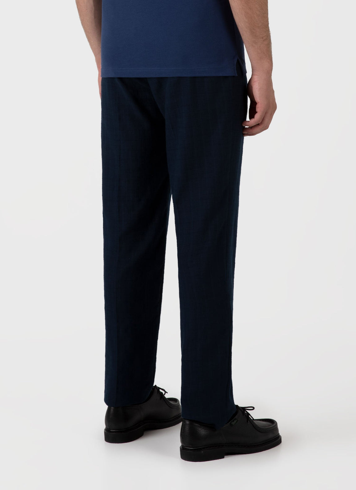 Men's Cotton Raffia Pleat Trouser in Navy