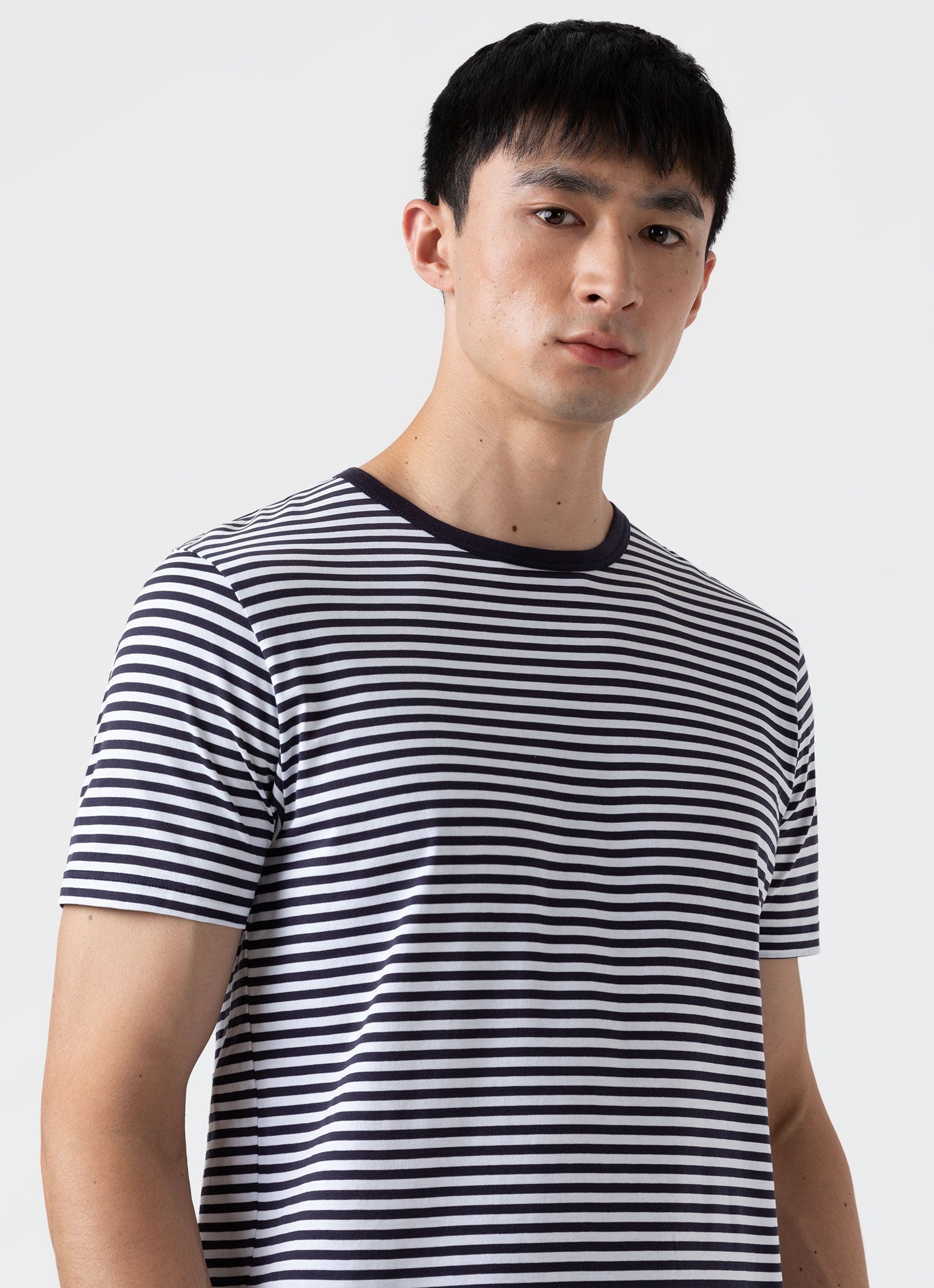 クラシックTシャツ （Navy/White English Stripe）| Sunspel