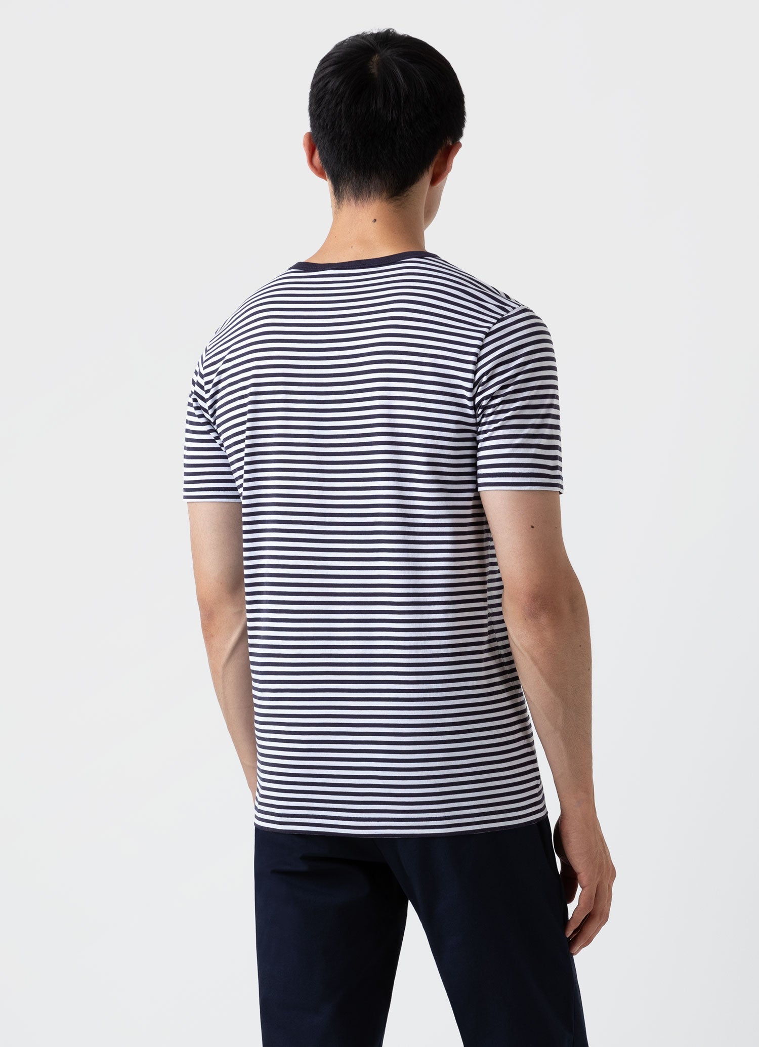 クラシックTシャツ （Navy/White English Stripe）| Sunspel