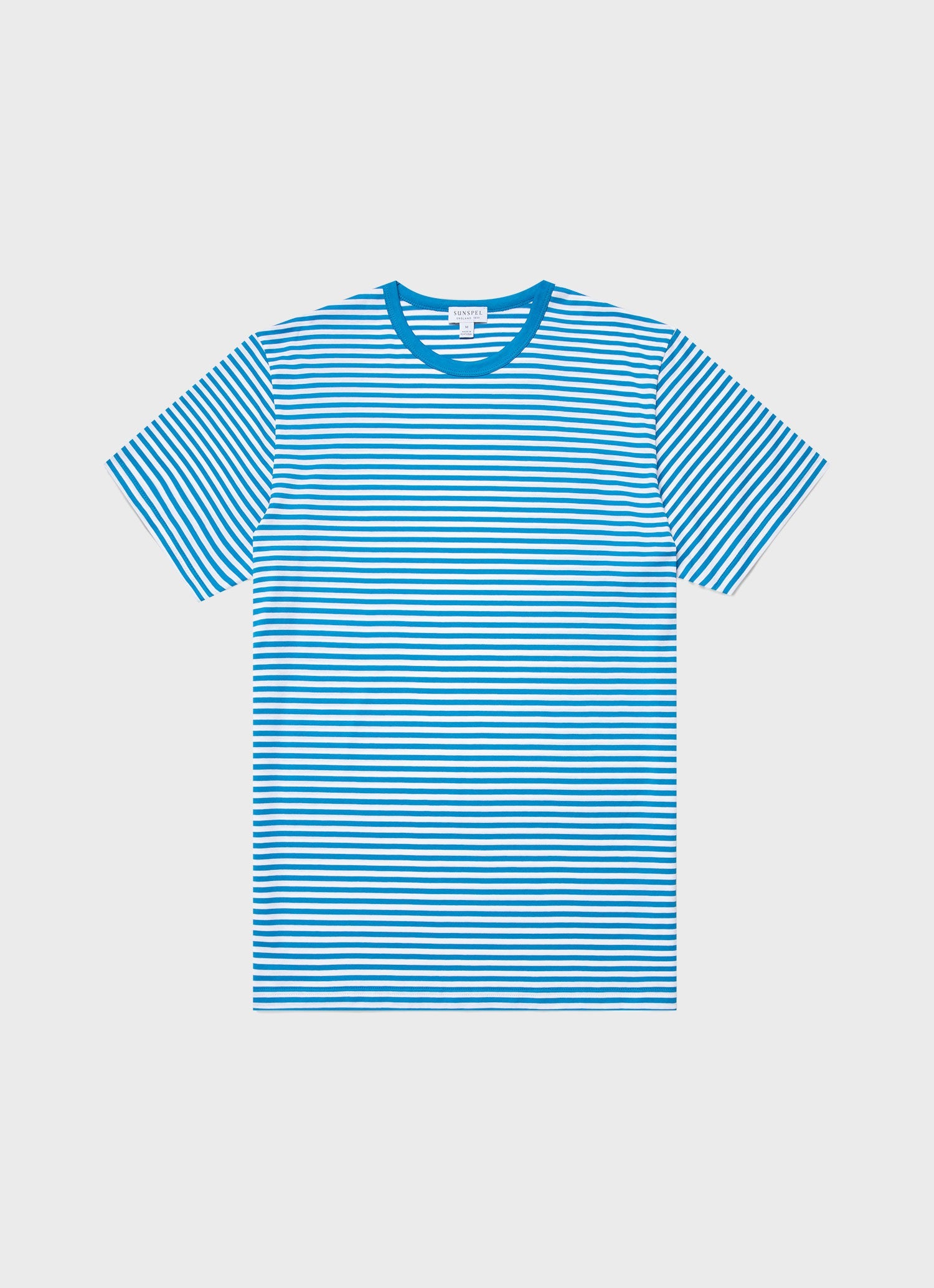 クラシックTシャツ （White/Turquoise English Stripe）| Sunspel