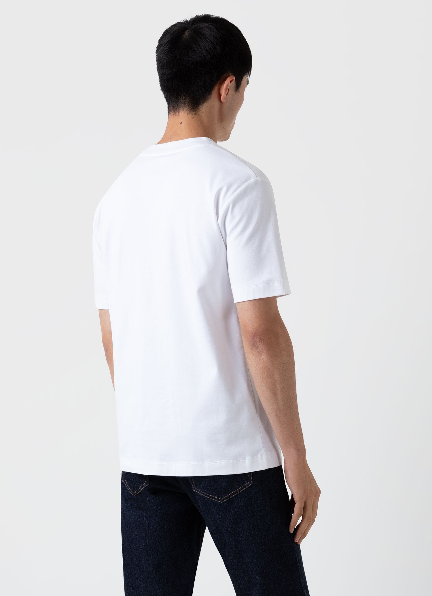 モックネック（ヘビーウェイト）Tシャツ（White）| Sunspel