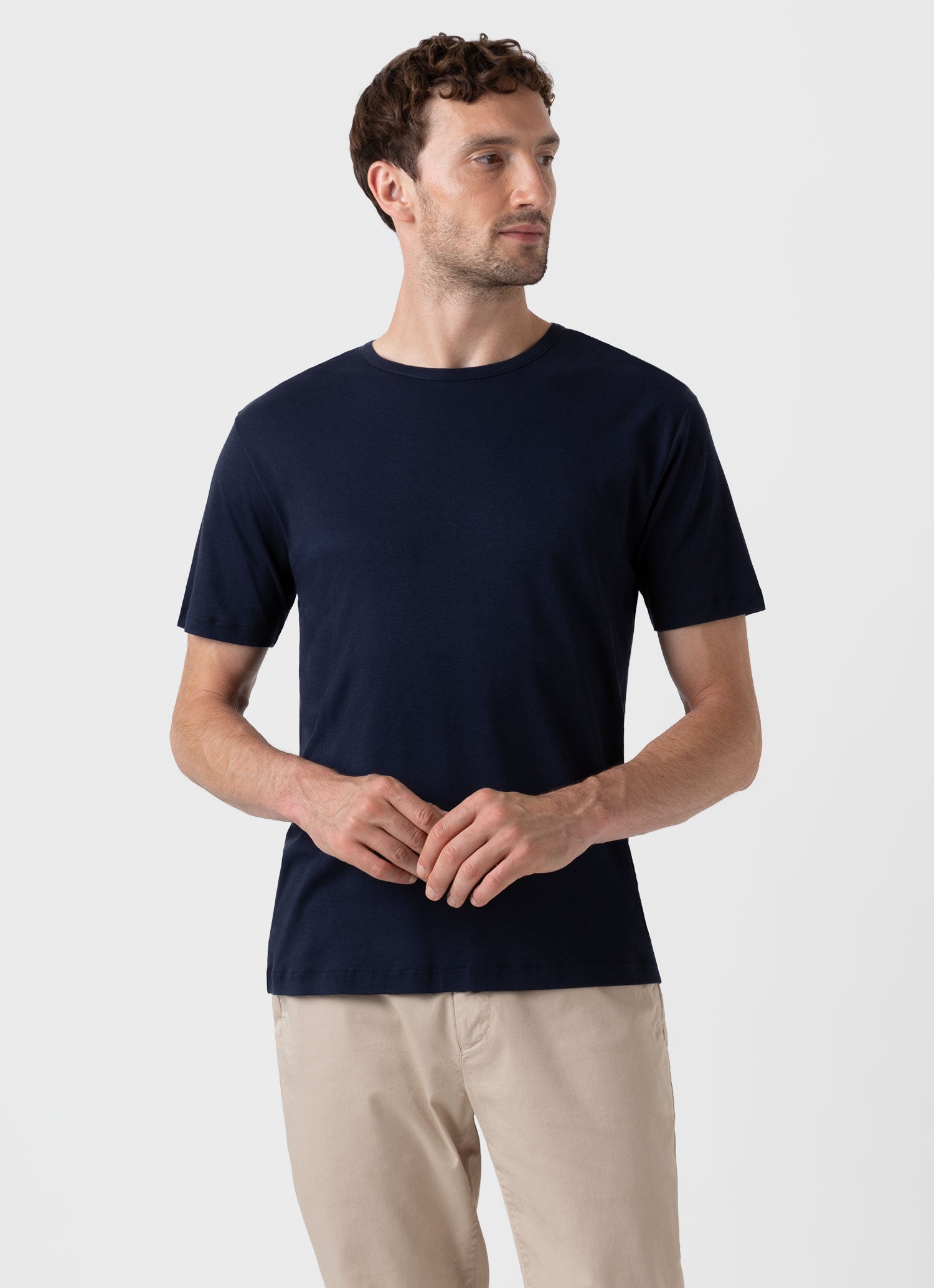 シーアイランドコットンTシャツ （Navy）| Sunspel