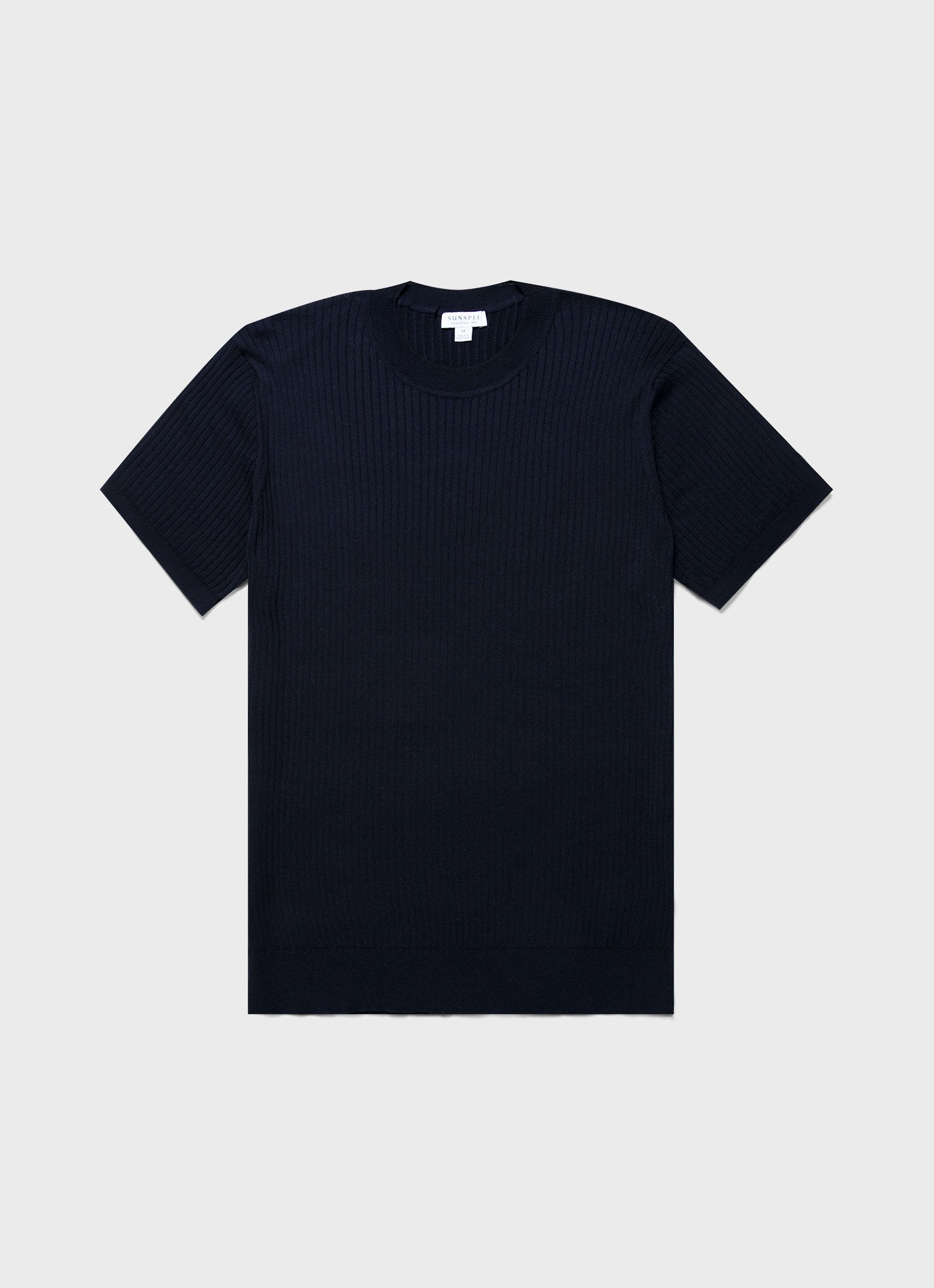 ファインリブ ニットTシャツ（Navy）| Sunspel