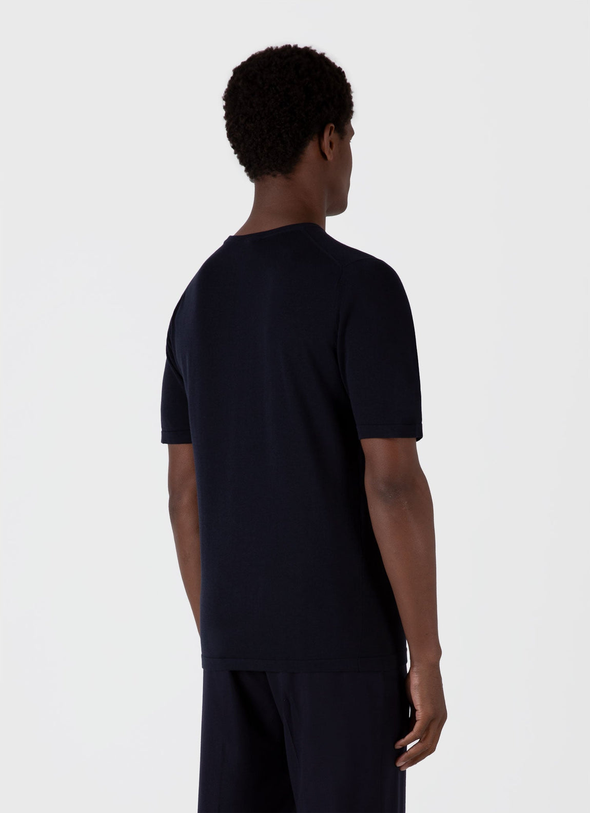 Men's Sea Island Cotton Knit T-shirt in Light Navy