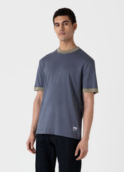 Men's Sunspel x Nigel Cabourn Carbon Brushed T-shirt in Slate Blue