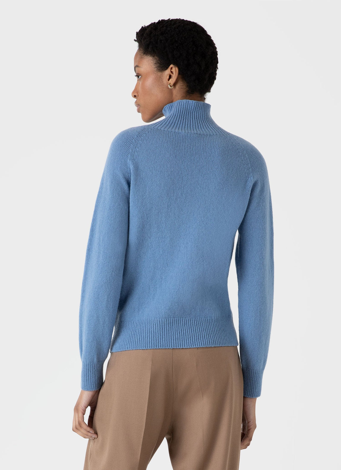 Women's Lambswool Funnel Neck Jumper in Cornflower