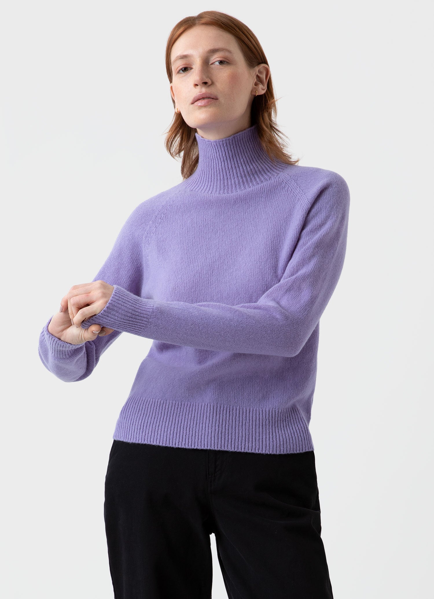 Women's Lambswool Funnel Neck Jumper in Heather