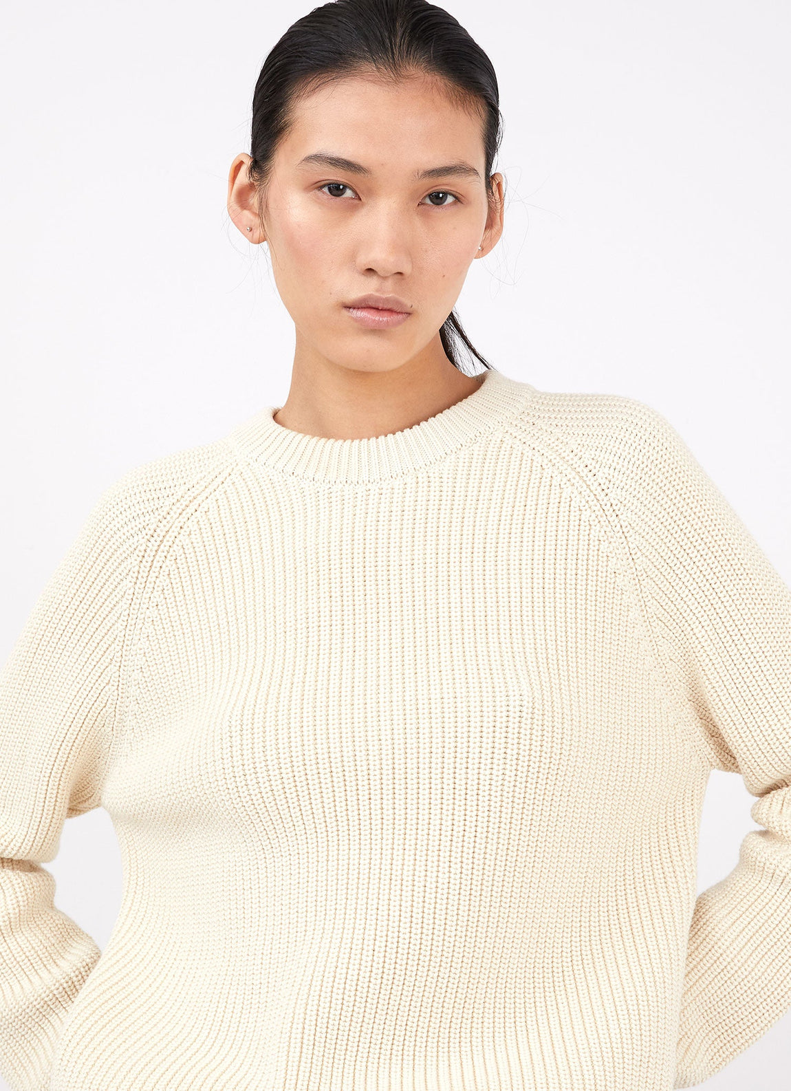 Women's Boxy Crew Jumper in Ecru