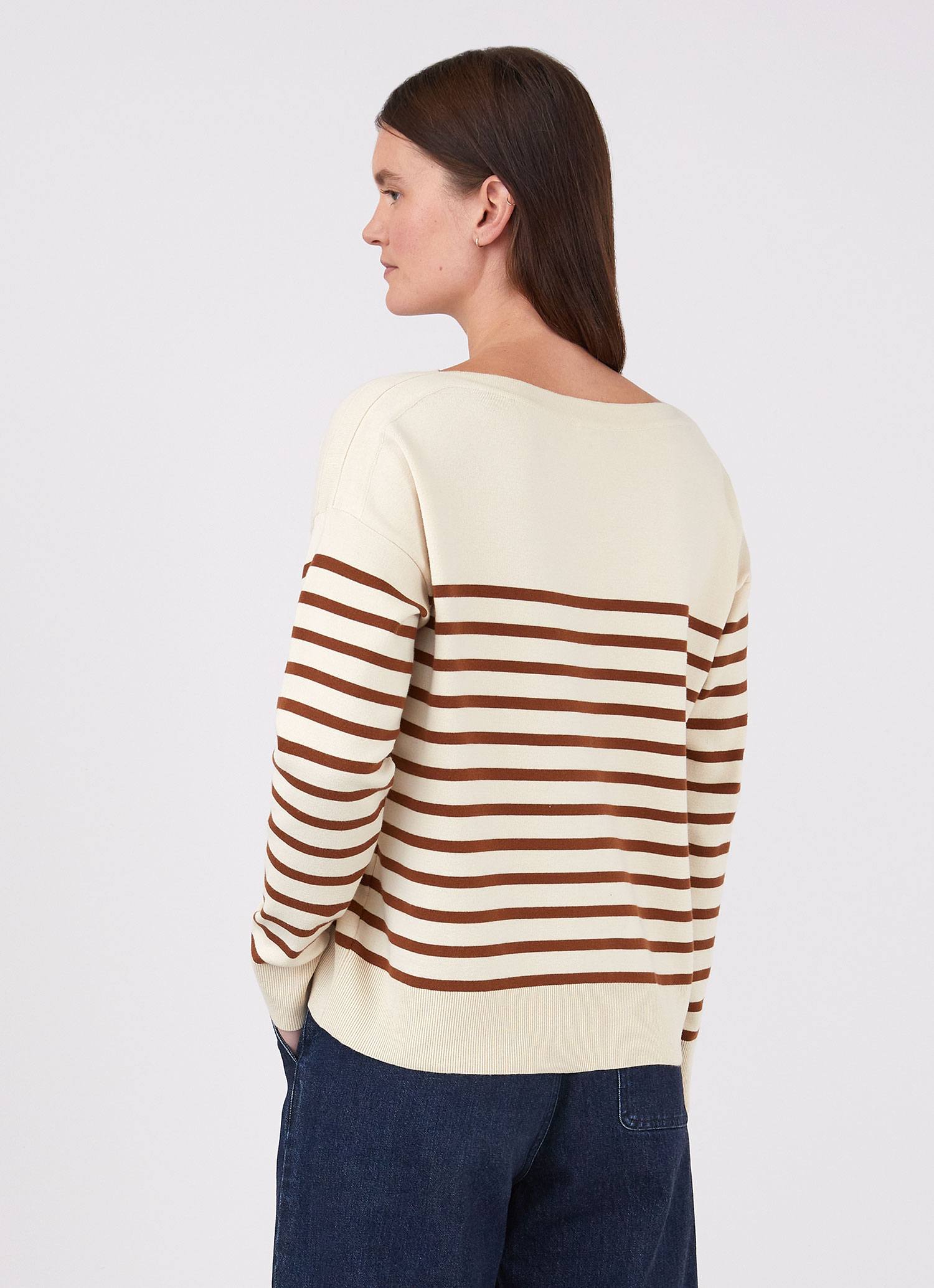 Women's Breton Stripe Jumper in Ecru/Gingerbread