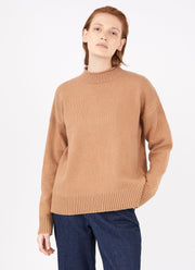 Women's Fisherman Jumper in Camel