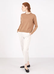 Women's Cashmere Crew Neck Jumper in Camel