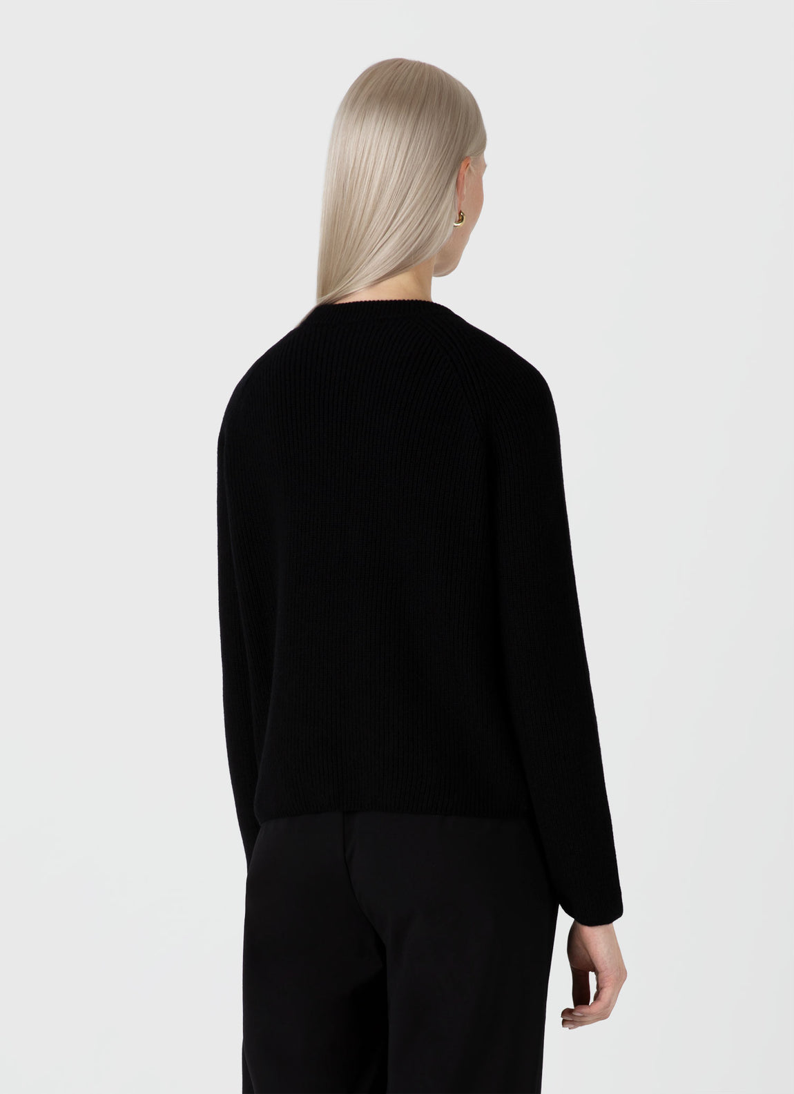 Women's Wool Cashmere Rib Jumper in Black