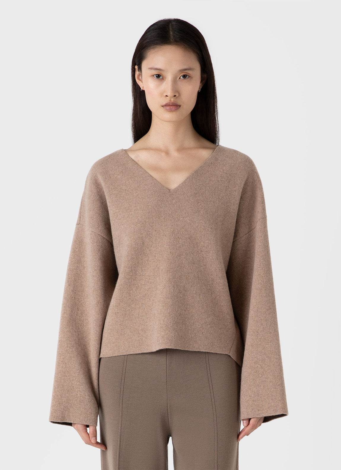 Women's Double Faced Jumper in Oatmeal Melange