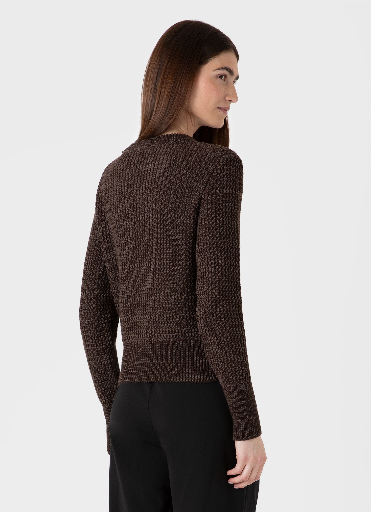 Women's Cotton Stitch Jumper in Coffee Twist