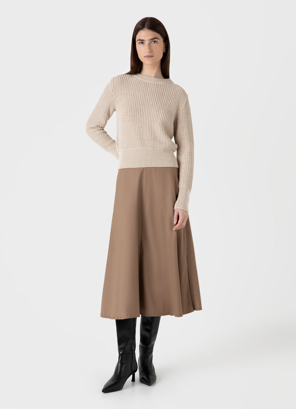 Women's Cotton Stitch Jumper in Ecru Twist