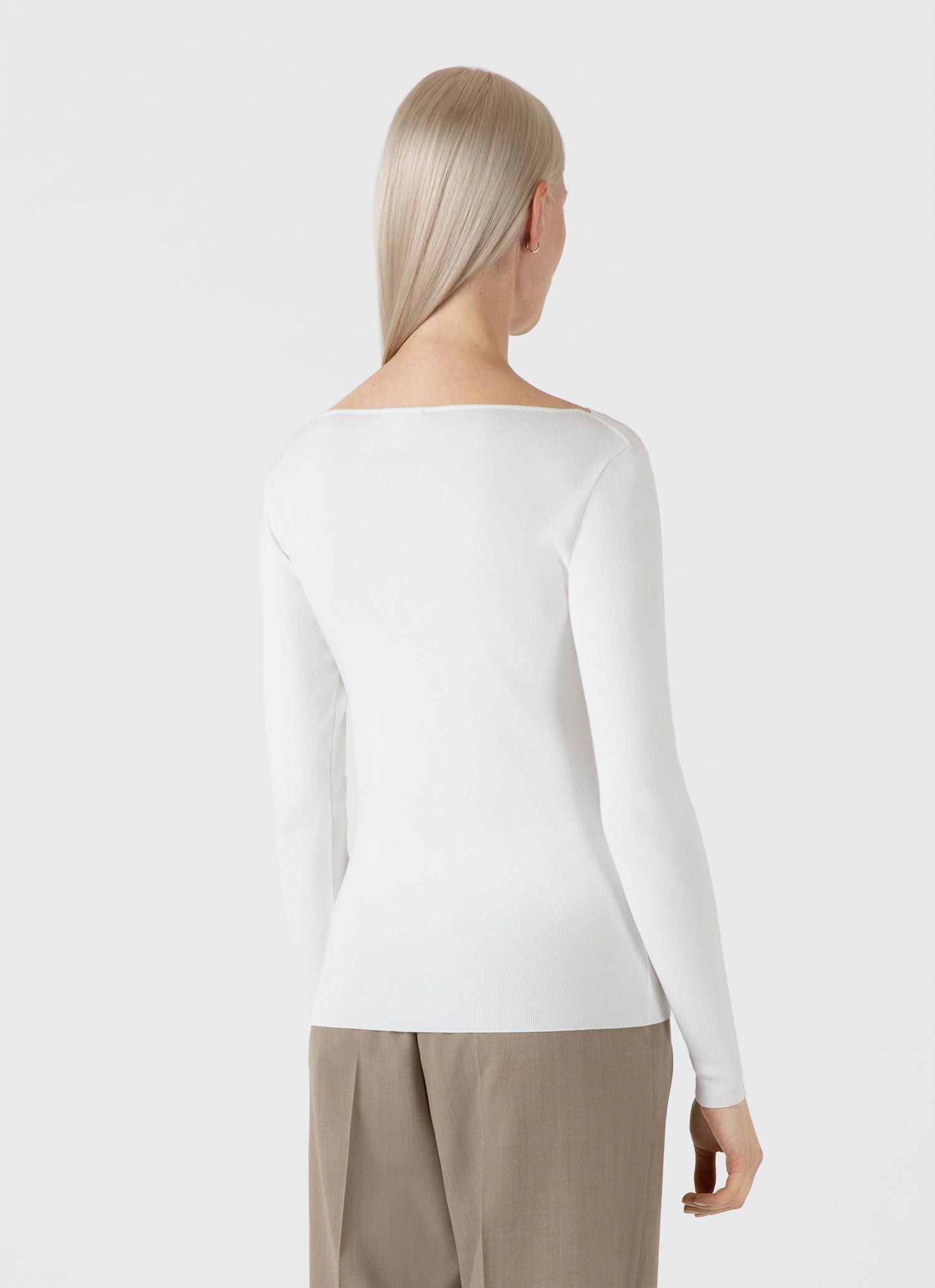 Women's Viscose Slash Neck Top in Ecru