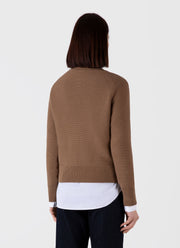 Women's Textured Cotton Jumper in Almond