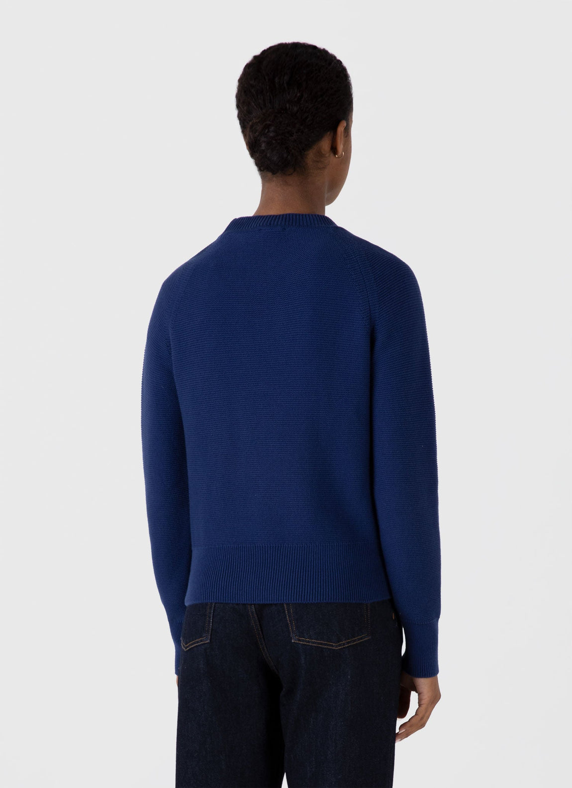 Women's Textured Cotton Jumper in Ink Blue