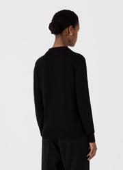 Women's Silk Polo in Black