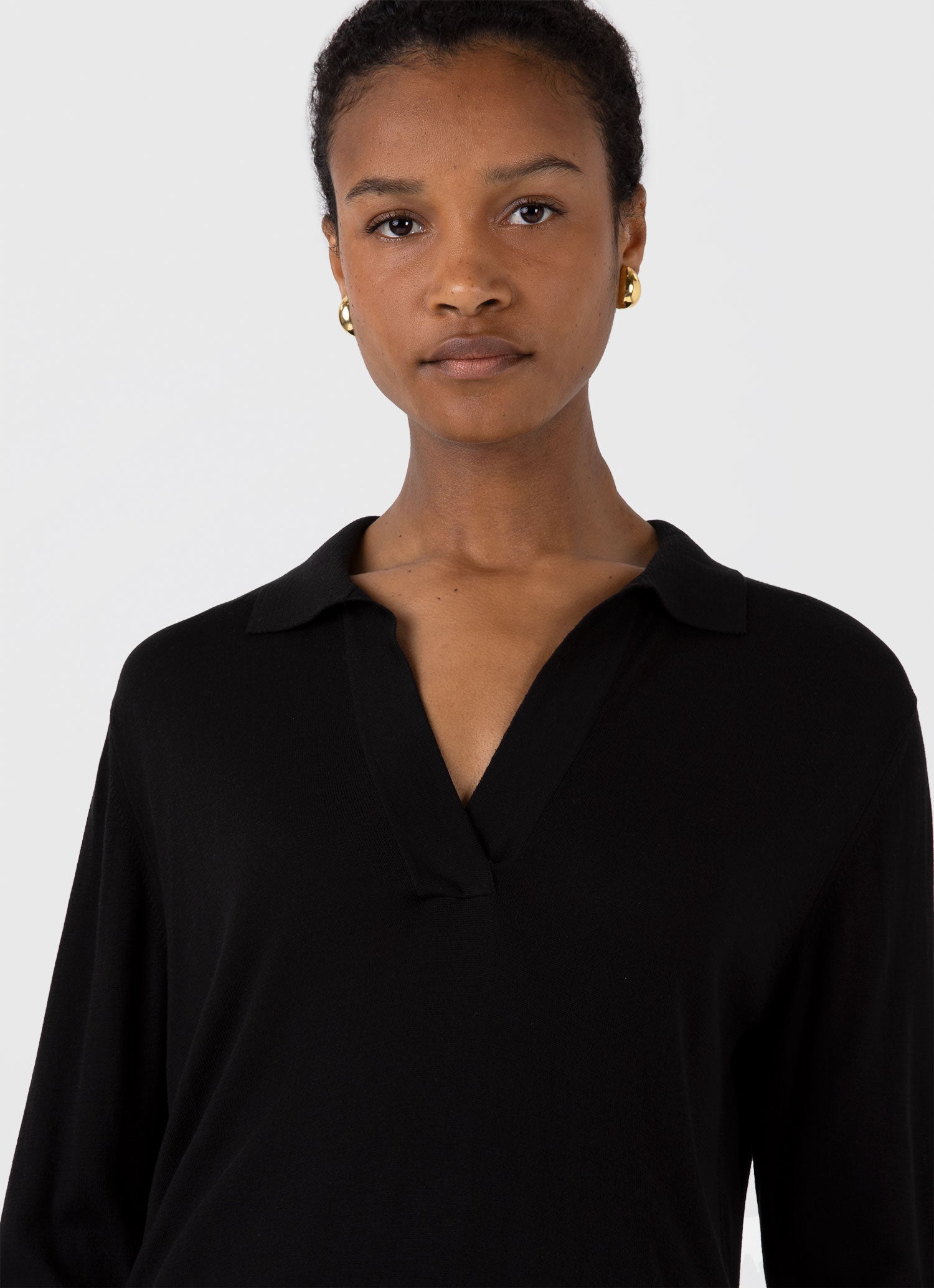 Women's Silk Polo in Black