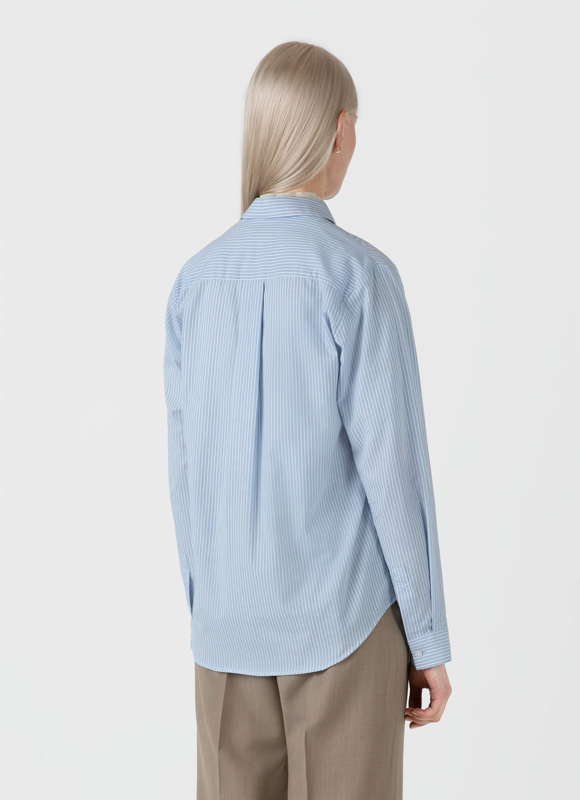 Women's Cotton Shirt in Light Blue/White