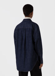 Women's Oversized Denim Shirt in Mid Wash Denim