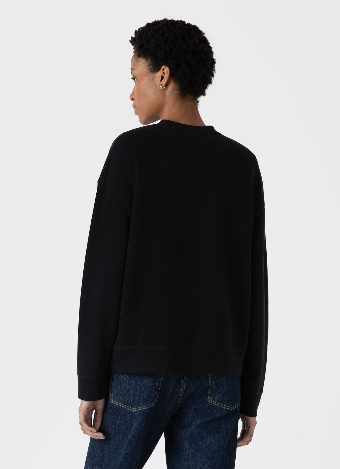 Women's Relaxed Loopback Sweatshirt in Black